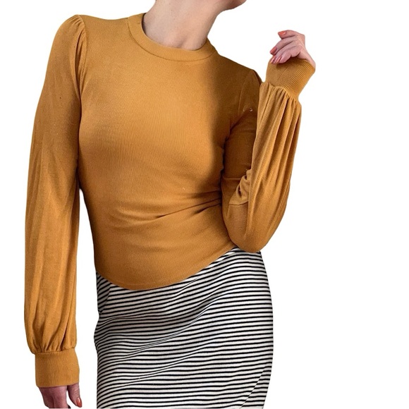 Lulus Burnt Orange Ribbed Stretch Top Blouse Size Small - Picture 2 of 7